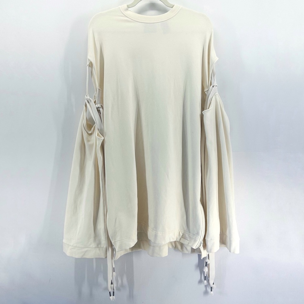 Puma X Rihanna Cream Oversized Lace up Long Sleeve Sweatshirt Mini Dress XS - Picture 2 of 10